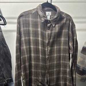 Brown Casual Button Down Shirt with Earth Tones